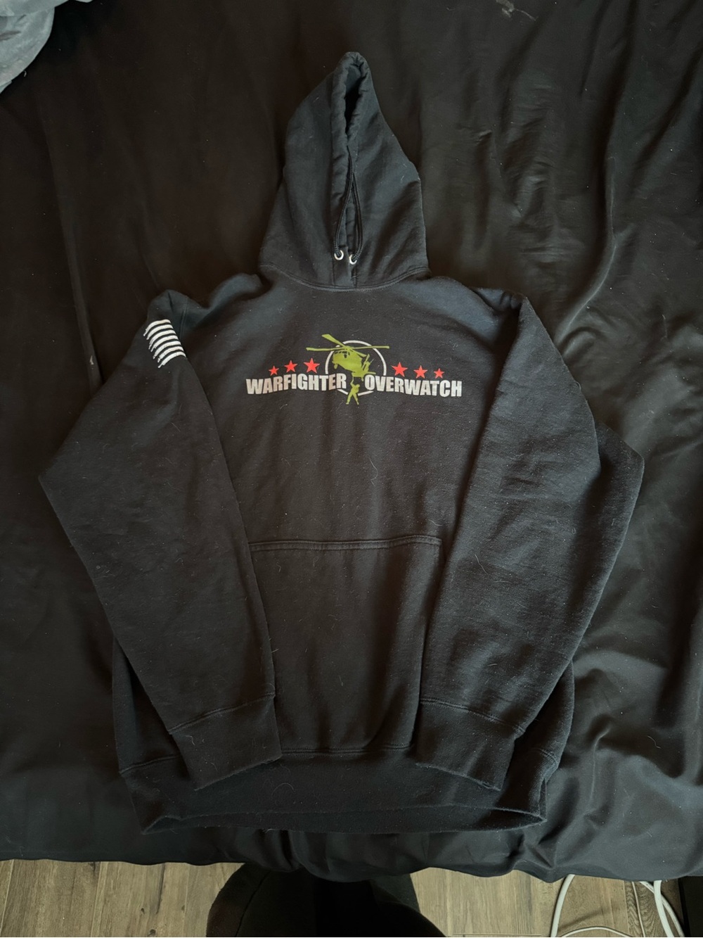 Warfighter Overwatch Black Graphic Y2K skater style Hoodie